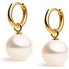 Secret & You Orecchini a cerchio da 12 mm con ciondolo di perle coltivate d'acqua dolce intercambiabili per donne Secret & You - oro vermeil o argento sterling 925
