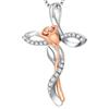 jiamiaoi Collana Con Croce Donna Ciondolo Crocifisso Donna Collana Rosario Infinito Argento 925 per Ragazze Donne