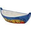 Sicilia Bedda - BARCA IN CERAMICA SICILIANA - Prodotto Artigianale dipinto a Mano - Lunghezza 19 Cm (Maioliche Blu e Rosso)