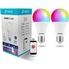 Superia Milano Lampadina SMART RGB + Bianco regolabile (2700K - 6500K) dimmerabile, Wi-Fi, Compatibile con Google Home, Alexa, E27, 11W, 1050lm, 2 Pezzi, KCCT2