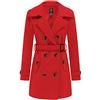 Wantdo Cappotto Doppiopetto Misto Lana Parka Classica Media Lunghezza Giubbotto Antivento Invernale Caldo Giacca Slim Fit con Cintura Vintage Donna Rosso-N 44