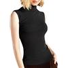 STARBILD Camicia da Donna Top Dolcevita Smanicato Morbido Elasticizzato Gilet Dolcevita Tinta Unita