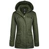 Wantdo Cappotto con Cappuccio Giubbotto Spesso Antivento Overcoat Work Winter Jacket Outdoor Casual Donna Nero XXL
