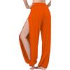 Hoerev Pantaloni da donna morbidi a fessura Harem Dance Yoga Pilates Pantaloni