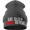 Purple Print House Rugby Gifts - Berretto ricamato con scritta Eat Sleep Rugby Repeat, regalo per ragazzi e uomini, Nero , Taglia unica
