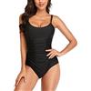 SEDEX Costume Intero Donna Controllo della Pancia Push Up Imbottito Costume da Bagno con Spalline Regolabili Slim Monokini Sexy Beachwear Swimwear Spiaggia Mare(Nero,L)