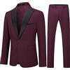 YOUTHUP Abito da Uomo 2 Pezzi Slim Fit Colletto con Revers 1 Bottone Blazer e Pantaloni Abito da Sera alla Moda