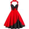 IWEMEK Donne Vintage Retro Vestito Trapezio Rockabilly a Fiori Annate 1950 50 60 Audrey Hepburn Stile Retro Nuco Incollo Cuore Vestito da Cocktail serata Festa L'Estate Robes, Rosso/nero, L