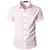 PARKLEES Camicia da uomo aderente in cotone e lino, casual, a maniche corte, con bottoni, leggera, da spiaggia, con tasca, Verde avocado., M