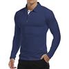 KUYIGO Polo da Uomo a Maniche Lunga e Lunghe Camicie Casual in Cotone dal Design Essenziale Slim Fit M Navy