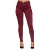 Elara Pantaloni Donna Cargo Jeans Slim Fit Tasche Laterali Chunkyrayan Vino YA605 Wine-48 (4XL)