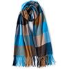Villand Sciarpa di lana da donna - Sciarpe invernali calde a quadri per donna, scialli grandi e morbidi e stole con confezione regalo, Blu & Cammello
