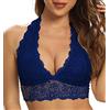 SHEKINI Reggiseno a Fiori Halter Bra a Triangolo Elegante Imbottito Bralette in Pizzo Bustino Top Senza Ferretto Comodo