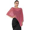 creazioni unique Poncho Pop Coprispalle da Donna Elegante da Cerimonia o Sera - Poncho Donna Autunnale e Primaverile in Viscosa Termica a Maglia Larga con Essenza di Fiore di Ciliegio (Bordeaux)
