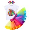 FYMNSI Bambino Ragazza Arcobaleno Torta Di Compleanno Smash Outfit Partito Vestiti Pagliaccetto Camicia Tutu Gonna Fascia 3pcs Set Foto Puntelli, Rainbow - 5th Birhday Girl, 5 anni