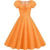 Wellwits Abito da donna vintage pre-anni '50 con cravatta a pois e pieghe, Tinta unita Tartan Rosa, S