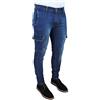 Evoga Jeans Uomo Cargo Blu Denim Pantaloni Tasche Slim Fit Skinny con tasconi Laterali (52, #A3 Blu Scuro)
