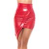 Koucla - Minigonna asimmetrica, in similpelle, con effetto pelle, Colore: rosso, S