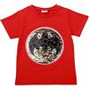 i pass Flip Sequin Magic T-Shirt in Cotone Manica Corta Tees Tops Boys Kids (Taglia 3-8) (110, Red)