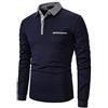 STTLZMC Polo da Uomo Manica Lunga Collare Basic Golf Poloshirt Casuale Camicia Tennis T-Shirt,Blu,L