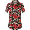 SSLR - Camicia hawaiana da donna, a maniche corte, stile casual, con bottoni - nero - XS