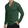 KUYIGO Polo a Maniche Lunghe da Uomo Camicie Casual in Cotone dal Design Semplice Slim Fit L Verde