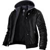 Wantdo Giacca in Pelle da Uomo Giubbotto da Lavoro Primavera Autunno Ecopelle Comodo Antivento Giaccone da Moto Outdoor Leggero-Nero S
