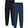 MoFiz Pantaloni Lunghi con Polsini Uomo Modal Pigiama Pantaloni Morbidi con Tasche 3 Pezzi-A M