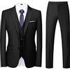 KUDORO Abiti da Uomo 3 Pezzi Slim Fit Abito Formale Puro Colore Due Bottoni Abito da Smoking Blazer Gilet Pantaloni(Vino Rosso,XXL)