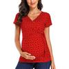 Love2Mi Maglietta da allattamento da donna, a maniche corte, con scollo a V, per donne, Rosso Dot Short, XL