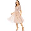 Maya Deluxe Abito da Donna, Scollo A V, A Maniche Corte, con Paillettes, per Damigella d'Onore Vestito d'Onore, Blush, 44