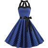 IWEMEK Abito vintage anni '50 da donna retrò Rockabilly Pin Up elegante Abiti senza maniche a schiena scoperta, scollo a cuore Polka Dot Trapezio Matrimonio Cocktail Serata Festa Cerimonia Casual al