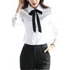 Taiduosheng Camicette da donna slim a maniche lunghe bianche con bottoni e cravatte camicie da lavoro, bianco, XS
