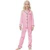 Verve Jelly Set pigiama da ragazza manica lunga camicia abbottonata Top con tasca + pantaloni lunghi pigiama autunnale 2 pezzi pigiameria pigiameria abbottonata camicia da notte Champagne 150 11-12 anni