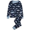 Hatley Set Pigiama Stampato a Maniche Lunghe in Cotone Organico, Frenesia degli Squali, 3 Anni Bambino