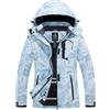Wantdo Giacca da Sci Caldo Imbottita Invernale Parka da Neve Cappotto da Snowboard con Cappuccio Giubbotto da Viaggio a Vento Outdoor Donna Stampa Azzurra M