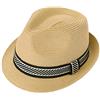 Comhats Tribly Unisex Cappello di paglia Fedora Estivo Cappello da spiaggia, 00774_Beige, XL