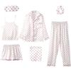 Jamron Donna 7PCS Raso Set Pigiama Primavera Estate Autunno Top & Pantaloni Indumenti da Notte SN07655 Luna XXL