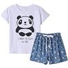 MyFav Pigiama da donna comodo elegante gatto cartone animato stampato pigiameria, Panda bianco, XL