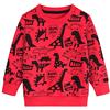 DHASIUE Maglietta a maniche lunghe con dinosauri per bambini e ragazzi, a maniche lunghe, in cotone casual, per bambini dai 1 ai 7 anni, 08# Dinosauro/Rosso, 6-7 Anni