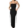 KBRPEY Vestito Elegante Donna Abito Lungo Halter Fasciante Cerimonia Cocktail Vestiti Eleganti da Sera Tubino Formale Festa Matrimonio Banchetto Abito Estivo Senza Maniche