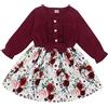 Verve Jelly set di vestiti per bambina a maniche lunghe Toddler Baby Kid Girls Abito lavorato a maglia Camicia a maniche lunghe con volant Top Abiti