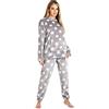 CityComfort Pigiama Donna, Pigiama Lungo Invernale in Pile, Pigiami Due Pezzi con Felpa con Cappuccio E Pantaloni, S, M, L, XL (XL, Grigio Scuro)