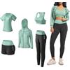 ODWTMRK Abbigliamento Sportivo da Donna Tuta da Ginnastica Yoga Suit 5 Pezzi Completo Sportivo Fitness Running Jogging Training Abbigliamento (B-Verde, S)