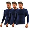 sesto senso Maglia Intima Uomo Lunga Pacco da 3 Cotone T-Shirt Termica Funzionale Biancheria Maniche Lunghe L 3 KH Blu Gr