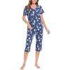 BERDITH Set pigiama da donna morbido al tatto, taglie forti, pigiama da donna in misto cotone, comodo pigiama da notte da donna, Blu scuro, XL