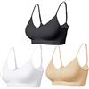 Comfyin Reggiseno Senza Ferretto Bralette Imbottite per Le Donne Cinghie Sonno Reggiseni Senza Cuciture Yoga Sport Bras Confezione da 3,Nero+Beige+ Bianco,L