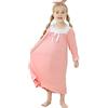 Flwydran Ragazze Camicia da Notte Cotton Vintage Stile Vittoriano - età 3-12 - Bianche Tinta Unita (6-7 Anni, Rosa)