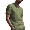 YAOBAOLE Camicia estiva da uomo, a maniche corte, Henley, casual, leggera, Blu marino, M