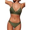 Cupshe Costume da bagno 2 pezzi con top bikini a triangolo sexy con lacci per donna, Rosso mattone, M